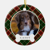 Klassisches Kariertes Personalisiertes Haustier Fo Keramik Ornament (Vorne)