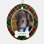 Klassisches Kariertes Personalisiertes Haustier Fo Keramik Ornament (Links)
