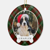 Klassisches Kariertes Personalisiertes Haustier Fo Keramik Ornament (Links)