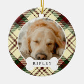 Klassisches Kariertes Personalisiertes Haustier Fo Keramik Ornament (Vorne)