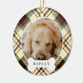 Klassisches Kariertes Personalisiertes Haustier Fo Keramik Ornament (Links)