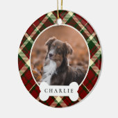 Klassisches Kariertes Personalisiertes Haustier Fo Keramik Ornament (Links)