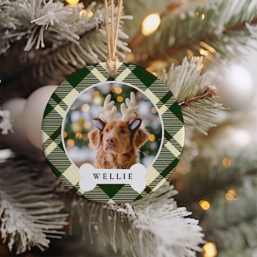 Klassisches Kariertes Personalisiertes Haustier Fo Keramik Ornament