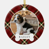 Klassisches Kariertes Personalisiertes Haustier Fo Keramik Ornament (Vorne)