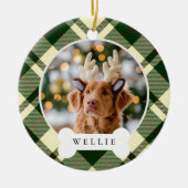 Klassisches Kariertes Personalisiertes Haustier Fo Keramik Ornament (Vorne)