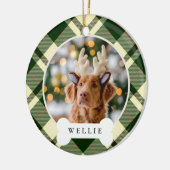 Klassisches Kariertes Personalisiertes Haustier Fo Keramik Ornament (Links)