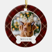 Klassisches Kariertes Personalisiertes Haustier Fo Keramik Ornament (Vorne)