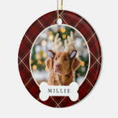 Klassisches Kariertes Personalisiertes Haustier Fo Keramik Ornament (Links)