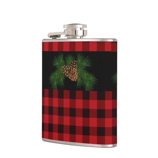 Klassisches kariertes Schwarz-Muster Flachmann (Links)