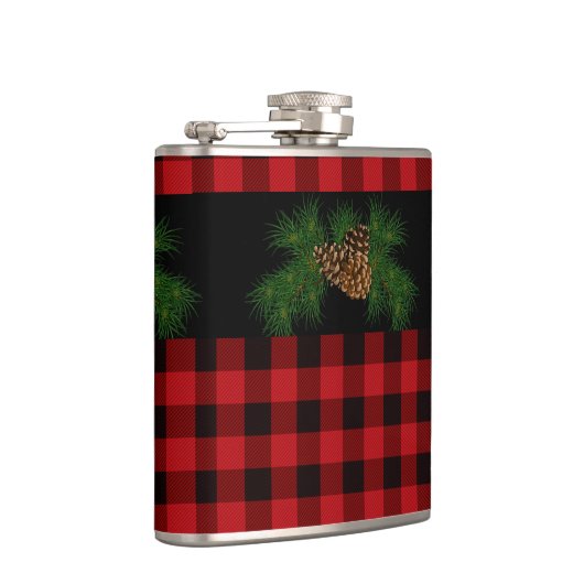 Klassisches kariertes Schwarz-Muster Flachmann (Rechts)