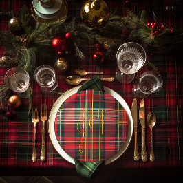 Klassisches Kariertes Tartan "Joy" Calligraphy Dec Pappteller
