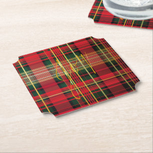 Klassisches Kariertes Tartan "Joy" Calligraphy Dec Untersetzer