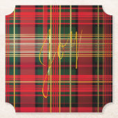 Klassisches Kariertes Tartan "Joy" Calligraphy Dec Untersetzer (Vorderseite)