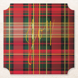 Klassisches Kariertes Tartan "Joy" Calligraphy Dec Untersetzer