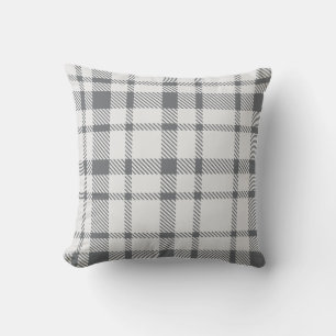 Klassisches Kariertes Tartan-Muster-neutral grau-w Kissen