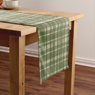 Klassisches Kariertes Tartan-Muster-Olivenöle Grün Kurzer Tischläufer