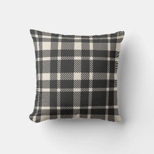 Klassisches Kariertes Tartan-Muster, schwarz und c Kissen