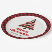Klassisches kariertes Weihnachtsbaum benutzerdefin Pappteller (Schrägansicht)