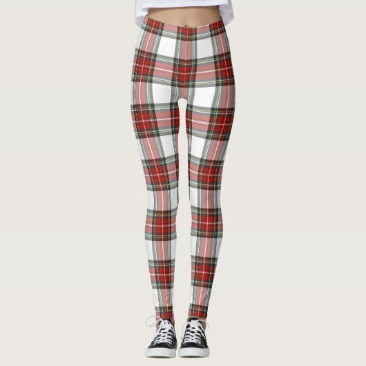 Klassisches Kariertes Weihnachtsmuster Leggings (Vorderseite)