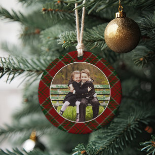 Klassisches Kariertes zweiseitiges Foto Weihnachte Keramik Ornament