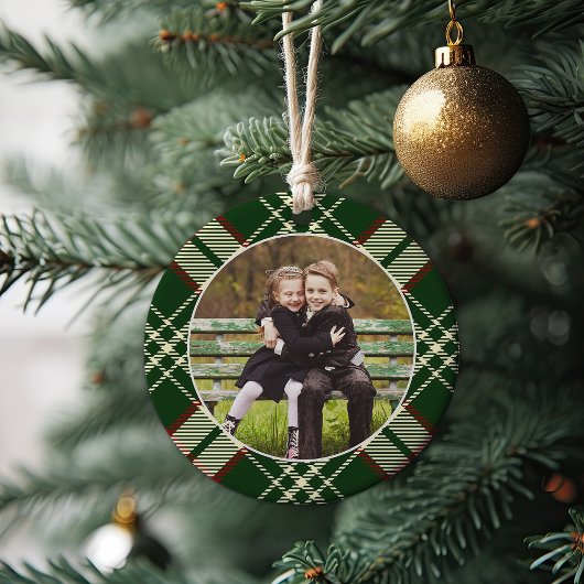 Klassisches Kariertes zweiseitiges Foto Weihnachte Keramik Ornament