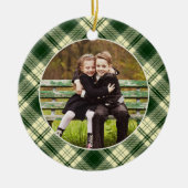 Klassisches Kariertes zweiseitiges Foto Weihnachte Keramik Ornament (Vorne)