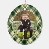 Klassisches Kariertes zweiseitiges Foto Weihnachte Keramik Ornament (Links)