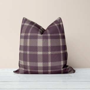 Klassisches Karo-Tartan-Muster in Aubergine-Farbe Kissen
