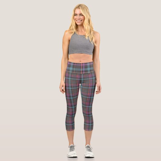 Klassisches Karomuster Capri Leggings (Vorderseite)