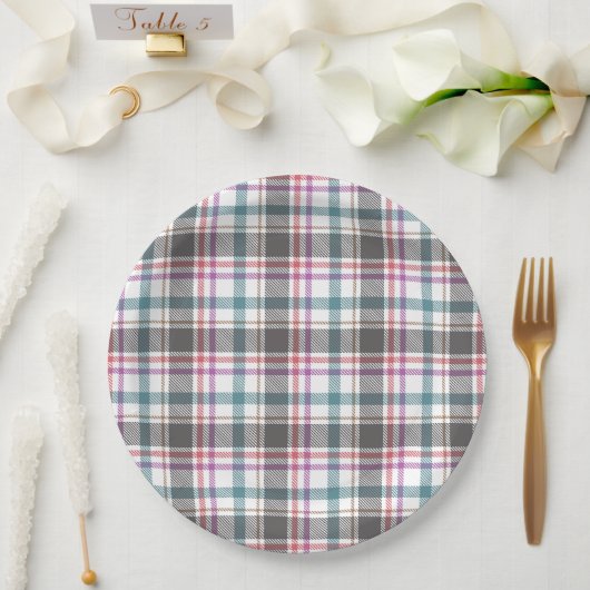 Klassisches Karomuster Pappteller (Hochzeit)