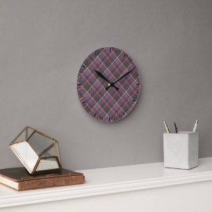 Klassisches Karomuster Runde Wanduhr