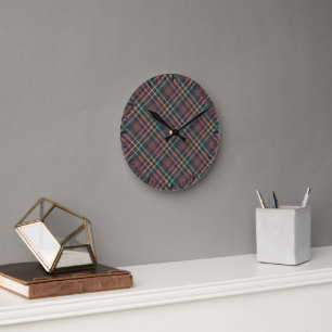 Klassisches Karomuster Runde Wanduhr