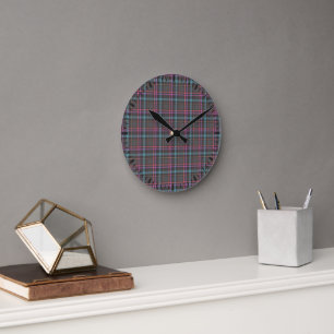 Klassisches Karomuster Runde Wanduhr