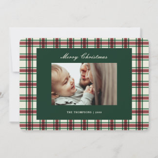 Klassisches Karomuster Weihnachtsfoto mit Schrift Feiertagskarte