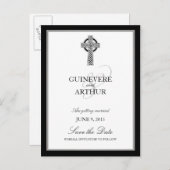 Klassisches keltisches Cross-Hochzeit rettet das D Ankündigungspostkarte (Vorne/Hinten)