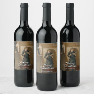 Klassisches Kind mit Weihnachtsgrüßdesign Weinetikett