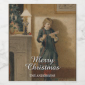 Klassisches Kind mit Weihnachtsgrüßdesign Weinetikett (Einzelnes Label)