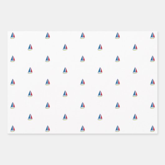 Klassisches Kinderschiff mit einfachem Segelboot Geschenkpapier Set (Vorderseite 2)