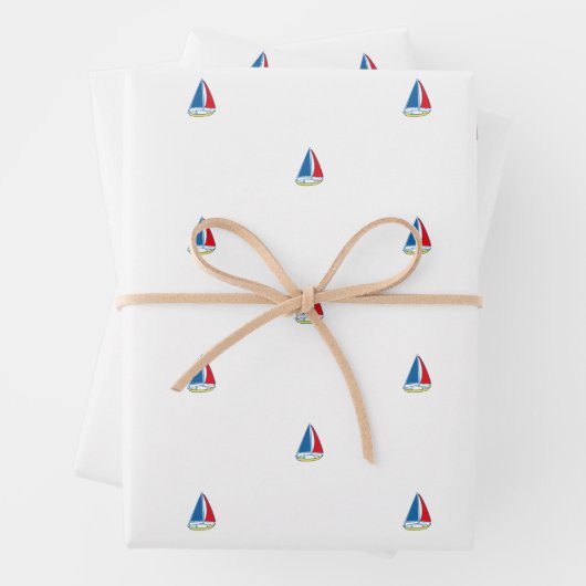 Klassisches Kinderschiff mit einfachem Segelboot Geschenkpapier Set (Beispiel)