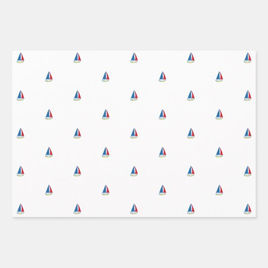 Klassisches Kinderschiff mit einfachem Segelboot Geschenkpapier Set (Vorderseite)