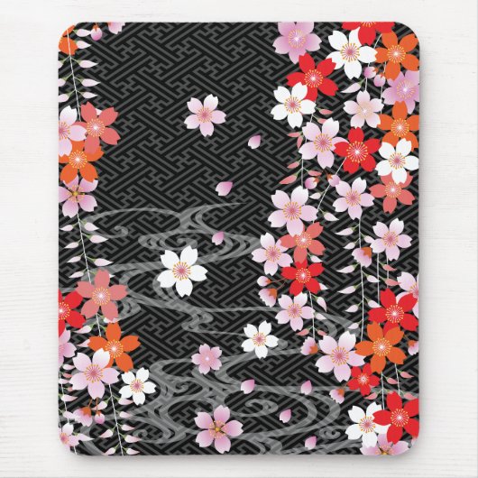 Klassisches Kirschblüte-Kimono-Muster Mousepad (Vorne)