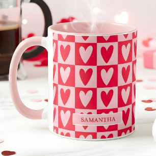 Klassisches Kirschrot-Herzen Valentinstagsgeschenk Tasse