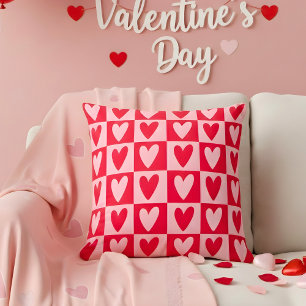 Klassisches Kirschrotes Herzen Valentinstag Gesche Kissen