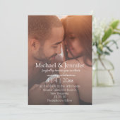 Klassisches Klassik-Skript 2 Fotos einfache Hochze Einladung (Stehend Vorderseite)