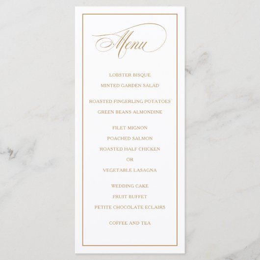 Klassisches Klassisches Elegance Gold Wedding Menü Programm (Vorderseite)