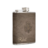 Klassisches Kleeblatt aus Leder mit Glück personal Flachmann (Rechts)