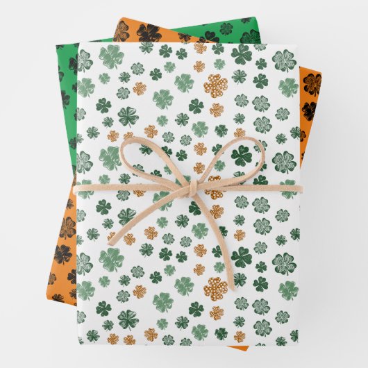 Klassisches Kleeblatt Pattern St. Patrick's Day Se Geschenkpapier Set (Beispiel)