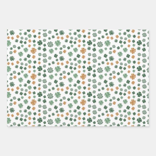 Klassisches Kleeblatt Pattern St. Patrick's Day Se Geschenkpapier Set (Vorderseite)