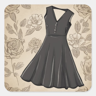 Klassisches kleines Schwarzes (LBD) Quadratischer Aufkleber