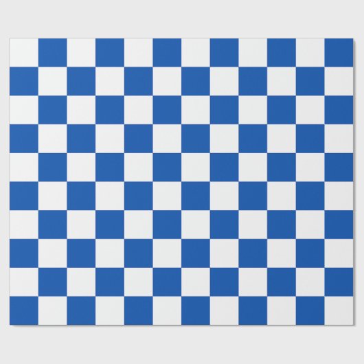 Klassisches kobaltblaues Schachbrettmuster Geschenkpapier (Flach)